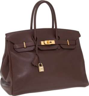 Hermes 35cm Havana Swift Leather Birkin Bag with Gold Hardware  