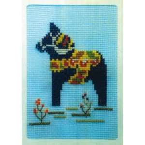  Blue Dala Horse on Light Blue Card Kit (cross stitch 
