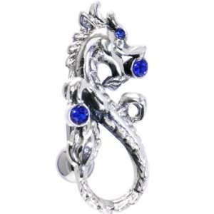   925 Sterling Silver Swivel Top Drop Blue Dragon Belly Ring Jewelry