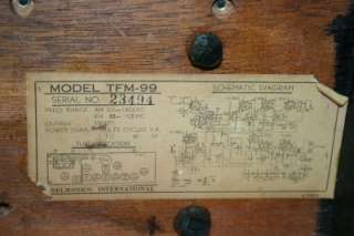    WOODEN TABLE MODEL RADIO #TFM 99 SERIAL #23494 AM/FM PROJECT  