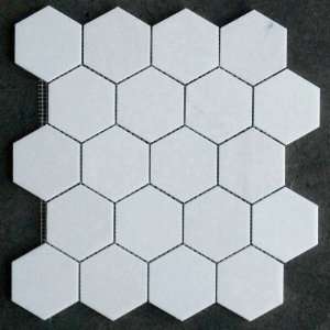  Thassos White 3 Hexagon Mosaic Tile Honed   Marble from Greece 