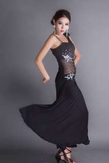 Flamenco Latin Guo Biao Ballroom Dance Dress Gorgeous Black Floral 