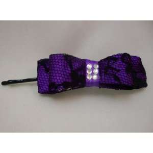  Small Purple Lace Bow Bobby Pin 