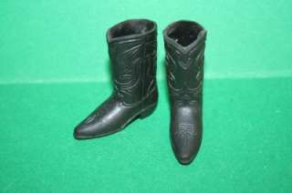 Vintage Big Jim shoes For figure WESTERN BOOTS Black  
