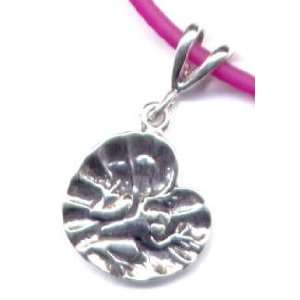  18 Fuschia Frog on Lily Pad Necklace Sterling Silver 