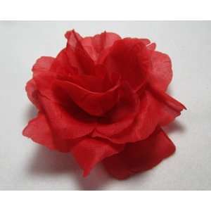    Large Red Rose Hair Flower Clip    