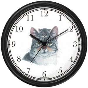  Gray Tabby Tom Cat and Kitten Cat   JP   Wall Clock by 
