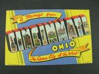Vintage Cincinnati OH Large Letter Linen Postcard  