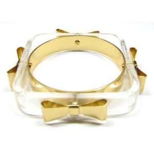 New Authentic Ted Baker London Clear Gold Bow Square Charry Bangle 