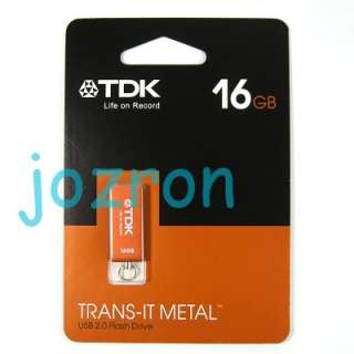 TDK Trans It Metal 16GB 16G USB Flash Drive Disk Orange  