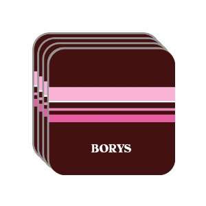 Personal Name Gift   BORYS Set of 4 Mini Mousepad Coasters (pink 