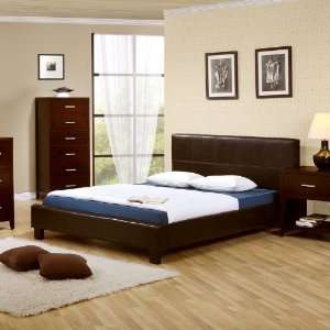  Madison Queen Size Bed Frame Chocolate Brown Faux Leather 