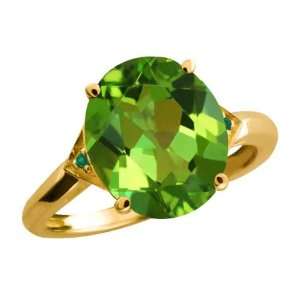 81 Ct Oval Envy Green Mystic Quartz and Diamond Gold Plated Silver 