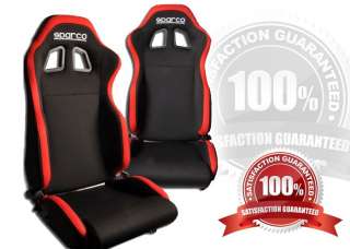 Sparco Black Red Cloth Reclinable Driver Passenger Racing Seats w 