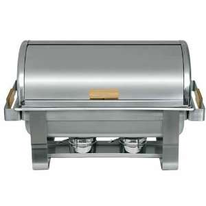   Steel Rectangular Gold Accented Roll Top Chafer