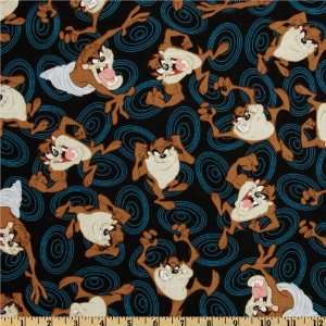  44 Wide Loony Tunes Tazmanian Devil Black Fabric By The 