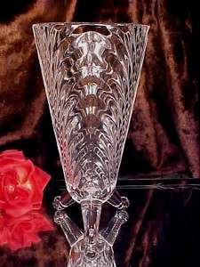 UNIQUE WAVE Design Crystal Glass 3 Footed Vase BOHEMIA  