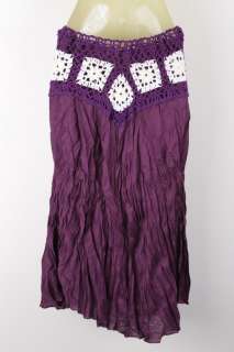 sk001v Hippy Hippie Boho Gypsy Crochet Skirt Long Purple  