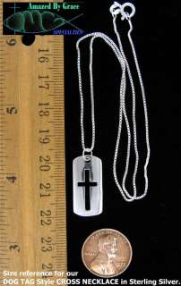 Sterling Silver Dog Tag Style Open Cross Necklace  
