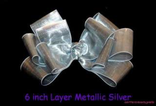 Silver Hair Bows Girls Baby Womens Hand Sewn Metallic Clips U Pick 