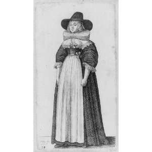   ruffled collar,wide brimmed hat,1640,Weceslas Hollar
