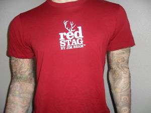 JIM BEAM RED STAG T SHIRT whiskey bourbon booze RED L  