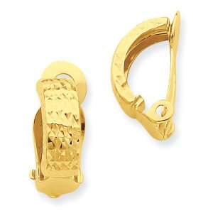  14k Gold Diamond cut Non pierced Earrings Jewelry