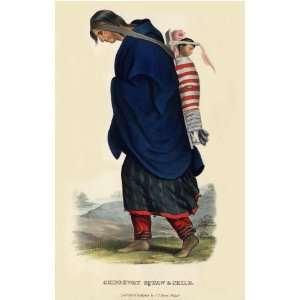  CHIPPEWAY SQUAW AND CHILD McKenney Hall Indian Print