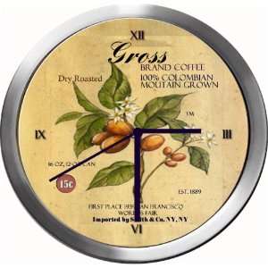  GROSS 14 Inch Coffee Metal Clock Quartz Movement Kitchen 