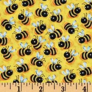  44 Wide Bugging Out Bubble Bees Yellow Fabric By The 