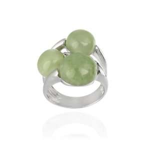  Sterling Silver Genuine Green Jade Bubble Ring Jewelry