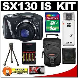  Canon PowerShot SX130 IS Digital Camera (Black) with 8GB 
