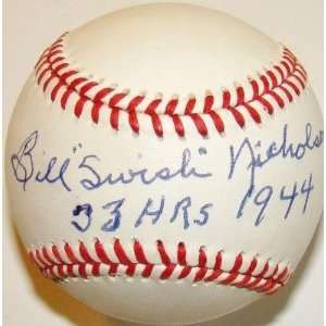 Bill Swish Nicholson 33 HRS 1944 SIGNED Official NL Baseball NM/MT 