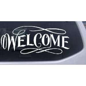 Welcome Swirls Business Car Window Wall Laptop Decal Sticker    White 