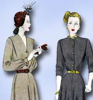 1940s Chic Afternoon Dress Pattern Dramatic Line 32 B  