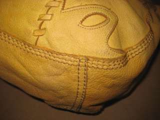 LUCKY BRAND Distressed Yellow Leather Dove Peace Hobo Satchel Shoulder 