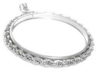 Coin Holder bezel Susan B Anthony Sterling silver rope  