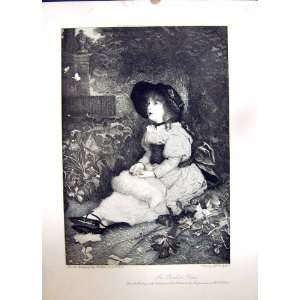    1896 ART JOURNAL LITTLE GIRL FLOWERS NATURE MILLAIS