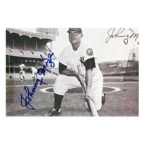  Johnny Mize Autograph/Signed 3x5 postcard Sports 