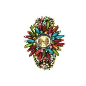 Shihao Gorgeous Flower Women Bracelet Watch in Goldtone Plate Stunning 