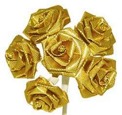 Gold Metallic Ribbon Roses Wedding Bridal Hair  