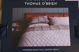 NEW Thomas OBrien Modern Khaki Coverlet Quilt FULL/QUEEN Bedding NIP 