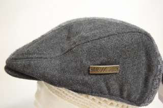WOVEN PATCH DESIGN THICK NEWSBOY FLAT HAT IVY CABBIE GOLF HAT CAP GRAY 