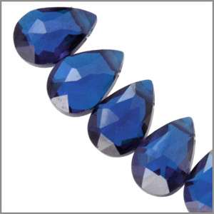 10 CZ Pear Briolette Beads 4x6 Sapphire Blue #64650  