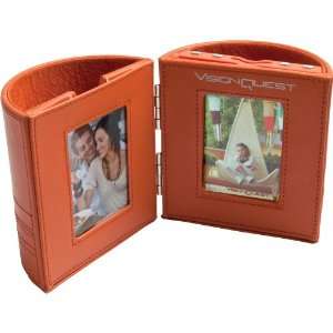   Digital Photo Frame Pen Holder   Orange Leather Electronics