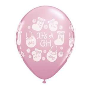  Its a Girl Buttons & Bows Latex Balloons Qualatex 11 Inch 