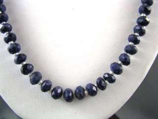 EXQUISITE FINE Sodalite Seed Pearl Bead Necklace  