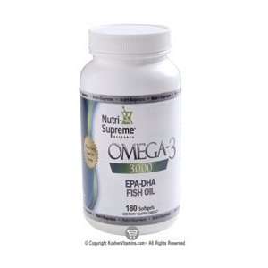   Omega 3 3000 mg. EPA DHA Fish Oil   180 Softgels Health & Personal