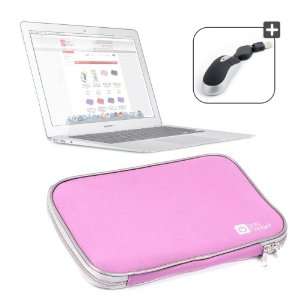 DURAGADGET Pink Neoprene Laptop 13 Sleeve + USB Mini Mouse For Apple 
