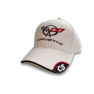 C5 Corvette Bone Brushed Twill Hat with Brim Emblem